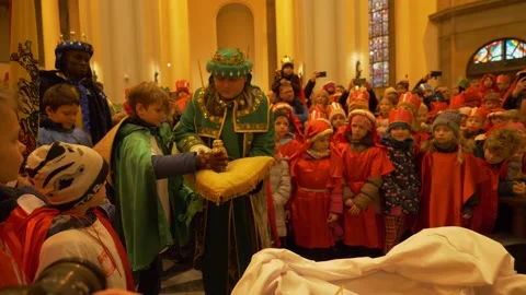 The Procession of the Three Kings is a Catholic holiday Stock Footage 229473167