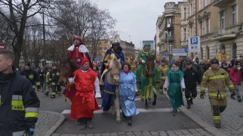 The Procession of the Three Kings is a Catholic holiday Stock Footage 229544233