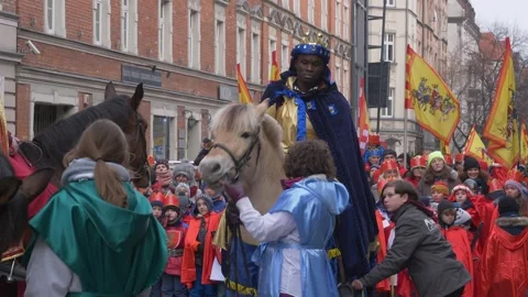 The Procession of the Three Kings is a Catholic holiday Stock Footage 229544323