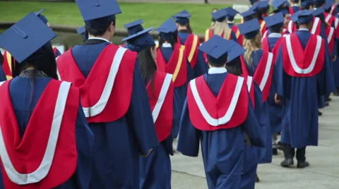 Procession of  University graduates Stock Footage 45497448