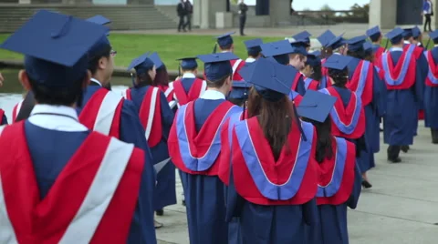 Procession of  University graduates Stock Footage 45499453