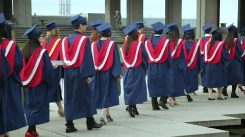 Procession of  University graduates Stock Footage 45499610