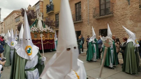 Procession of the Virgen de la Esperanza Brotherhood on Holy Thursday  through Stock Footage 106602760