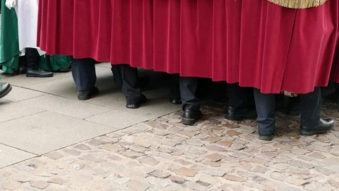 Procession of the Virgen de la Esperanza Brotherhood on Holy Thursday  through Stock Footage 106602786