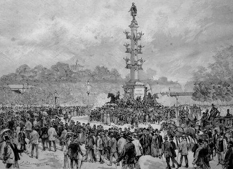The procession of workers into the Prater on 1 May 1882 Vienna Austria Illustrazione stock