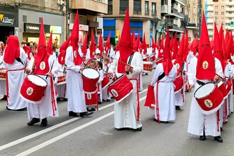 Processions for easter holy week in zaragoza, aragon, spain Stock Photos