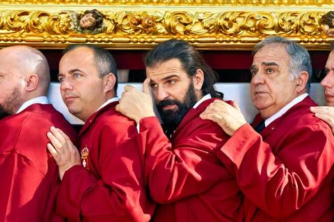 Processions in Malaga during Easter Holy Week Stock Photos