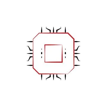 Processor 2 colored hand drawn icon. Electronics colored element illustration Stock Illustration
