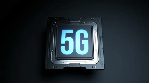 Processor with the 5G inscription on the lid . animation on the theme of tech Stock Footage 222704932