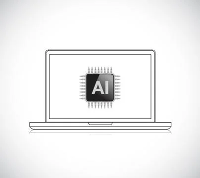 Processor with AI and computer. Vector Illustration 스톡 일러스트
