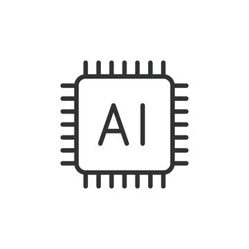Processor AI, icon in line design. Processor, AI, technology, chip, circuit 스톡 일러스트