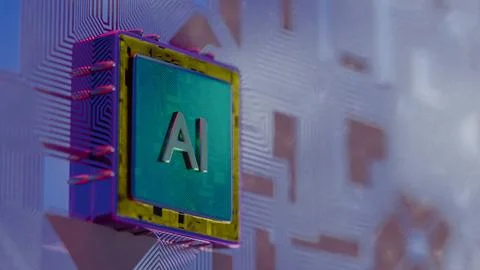Processor with AI letters on a circuit board.. 写真素材