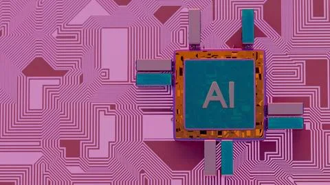 Processor with AI letters on a circuit board.. 写真素材
