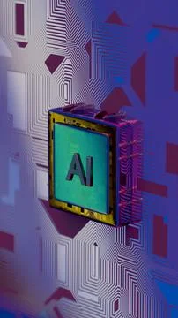 Processor with AI letters on a circuit board.. 写真素材