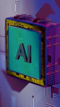 Processor with AI letters on a circuit board.. 写真素材