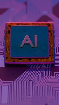 Processor with AI letters on a circuit board.. Foto stock