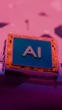 Processor with AI letters on a circuit board.. Foto stock