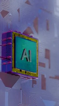 Processor with AI letters on a circuit board.. 스톡 사진