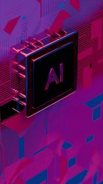 Processor with AI letters on a circuit board.. 写真素材
