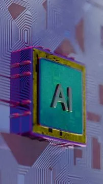 Processor with AI letters on a circuit board.. 스톡 사진