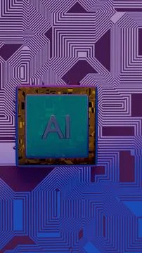 Processor with AI letters on a circuit board.. 스톡 사진