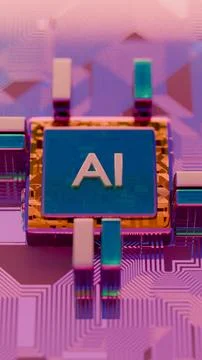 Processor with AI letters on a circuit board.. 스톡 사진