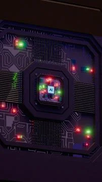 Processor with AI letters on a circuit board.. 스톡 사진