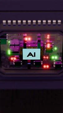 Processor with AI letters on a circuit board.. 스톡 사진