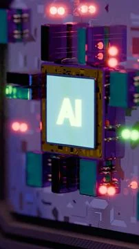 Processor with AI letters on a circuit board.. 스톡 사진