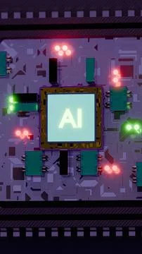 Processor with AI letters on a circuit board.. 写真素材