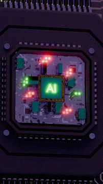 Processor with AI letters on a circuit board.. 写真素材
