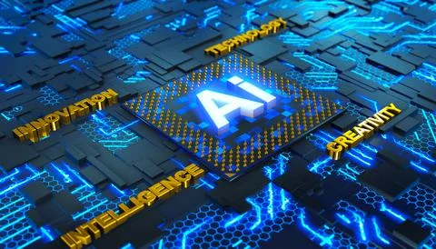 Processor with the Ai logo Stock Illustration