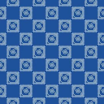 Processor with AI vector Artificial Intelligence CPU blue line seamless patte Illustrazione stock