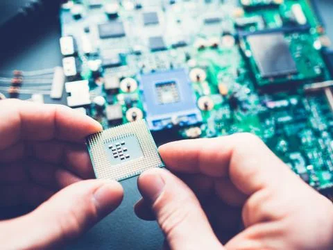 Processor analysis repair cpu motherboard Foto stock