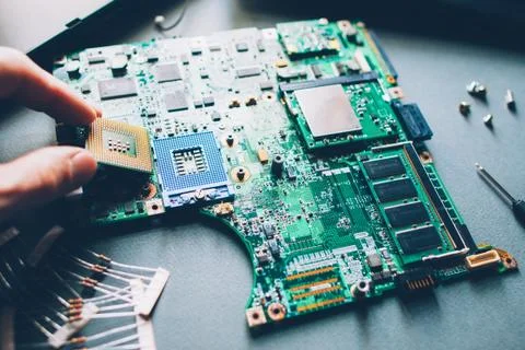 Processor analysis repair cpu motherboard Foto stock