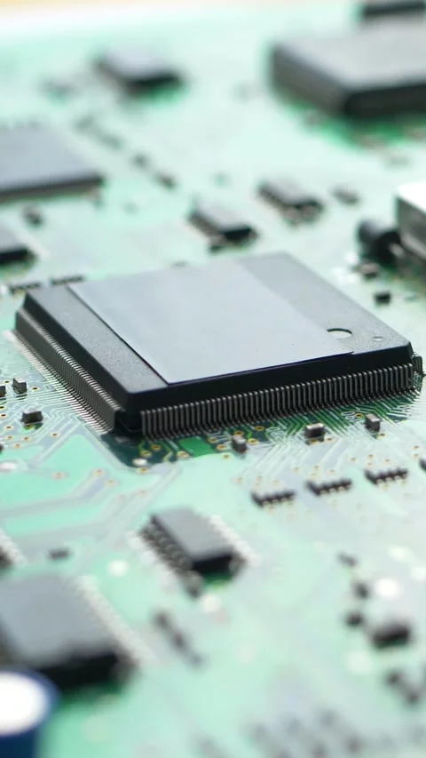 Processor and chip fixed on circuit board surface Stock Footage 327282004