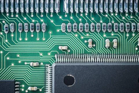 Processor and circuit board closeup processor and green circuit board clos... Stock Photos
