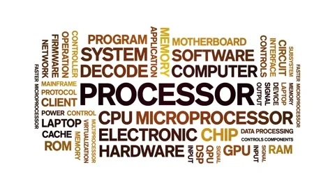 Processor animated word cloud,animation tag kinetic typography seamless loop. Stock Footage 325635335