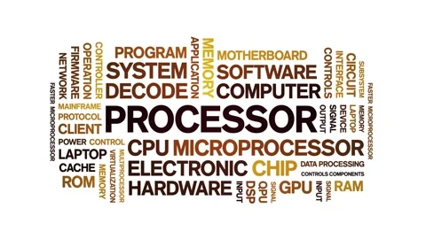 Processor animated word cloud,animation tag kinetic typography seamless loop. Stock Footage 325635341