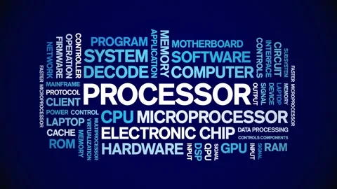 Processor animated word cloud,animation tag kinetic typography seamless loop. Stock Footage 325635553