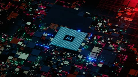 Processor based on artificial intelligence. CPU with AI. Stock Footage 221945145