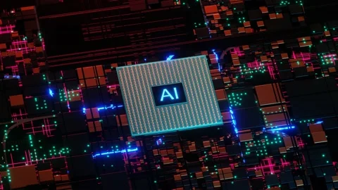 Processor based on artificial intelligence. CPU with AI. Stock Footage 221945153