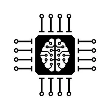 Processor with brain icon design. Stock Illustration