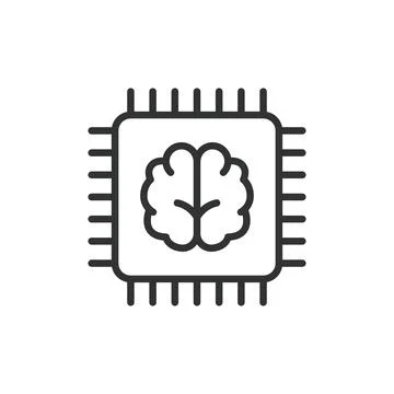 Processor brain, icon in line design. Processor, brain, technology, circuit Stock Illustration