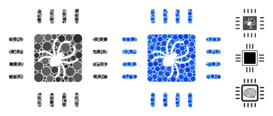 Processor Bug Composition Icon of Circle Dots Stock Illustration