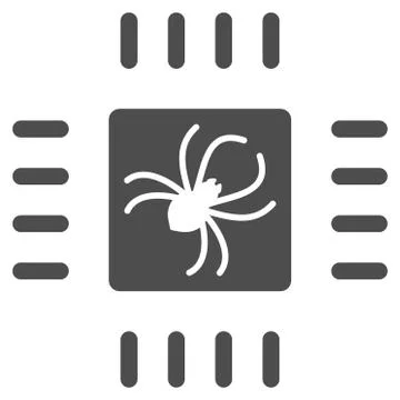 Processor Bug Flat Icon 库存插图