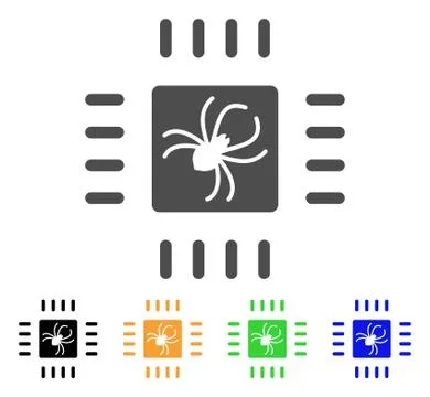 Processor Bug Flat Icon 스톡 일러스트