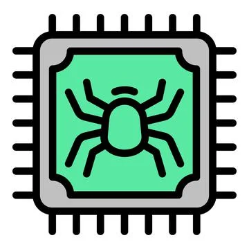 Processor bug icon outline vector. Virus fraud Stock Illustration