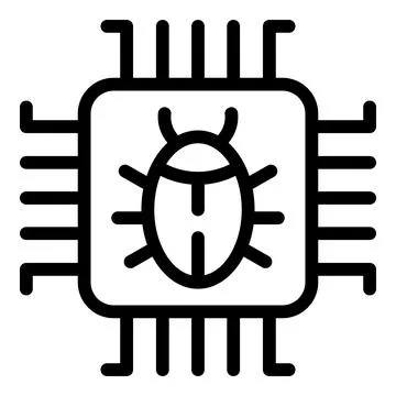Processor bug icon outline vector. Data network Stock Illustration