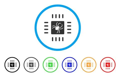 Processor Bug Rounded Icon Stock Illustration